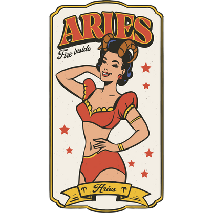 Aries Fire Inside Retro Art Wall Print