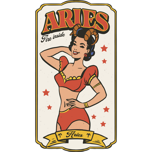 Aries Fire Inside Retro Art Wall Print