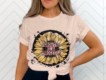 Growth Is A Process Sunflower Graphic Tee
