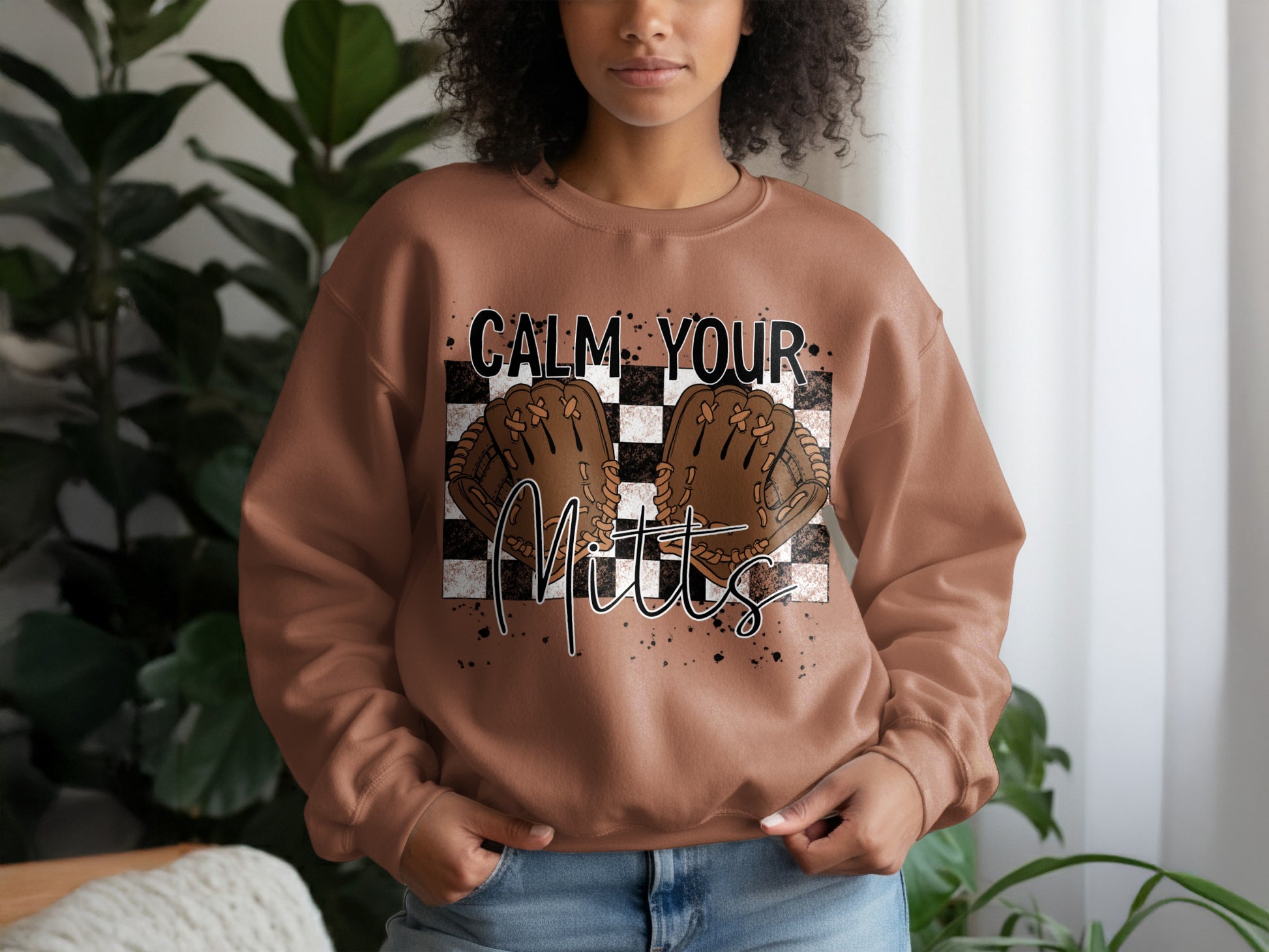 Calm Your Mitts Checkered Graphic Sweatshirt product