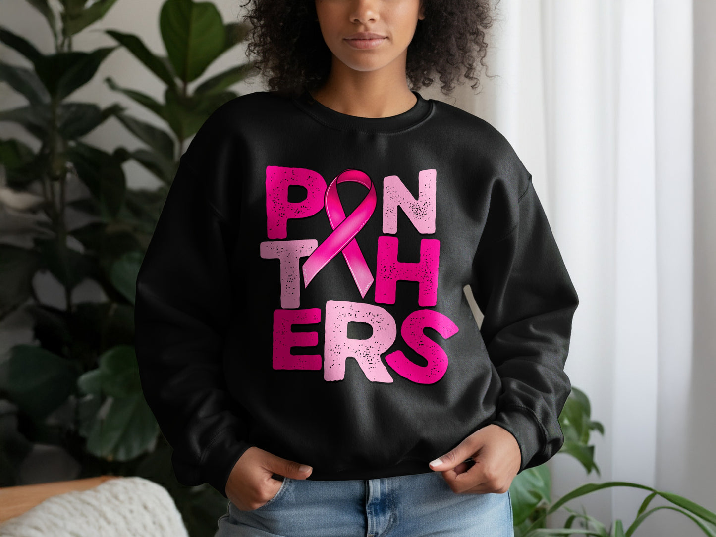 Panthers Breast Cancer Awareness Black Sweatshirt
