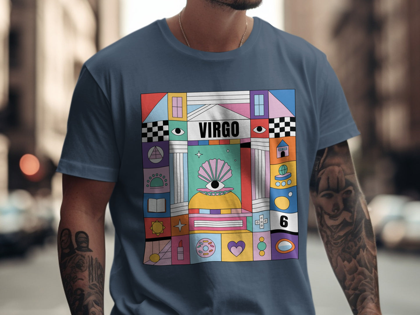Unique Virgo Astrology Tee with Geometric Designs