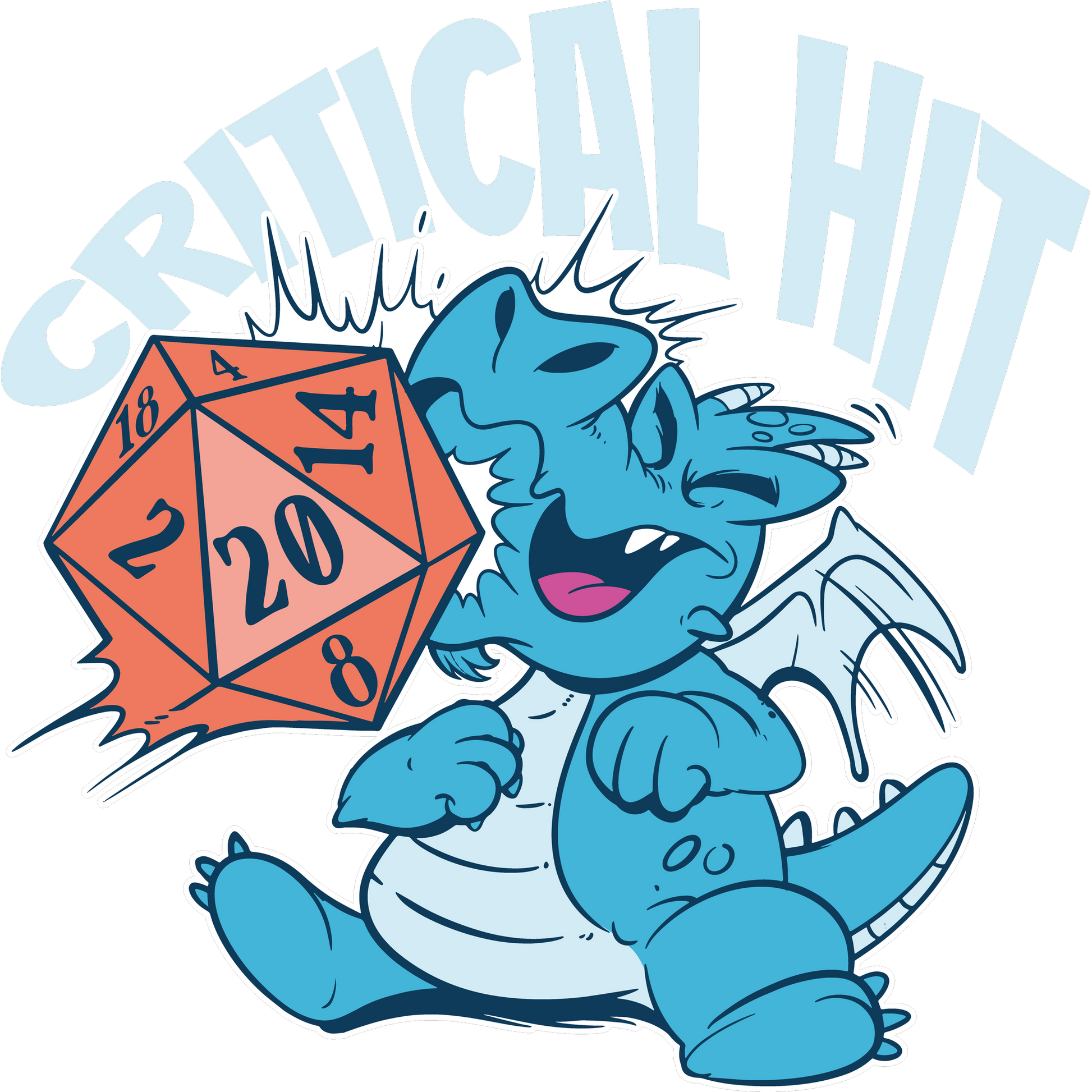 Critical Hit Blue Dragon Rolling Dice Graphic Shirt