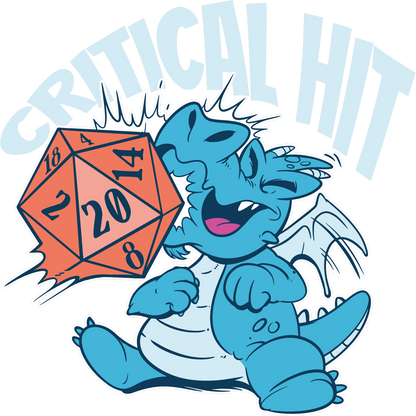 Critical Hit Blue Dragon Rolling Dice Graphic Shirt