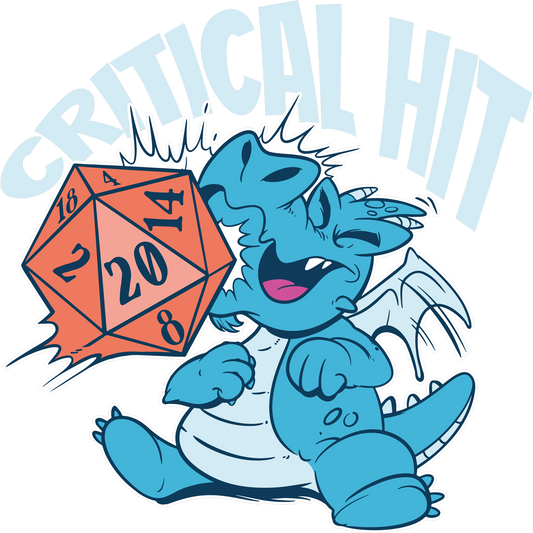 Critical Hit Blue Dragon Rolling Dice Graphic Shirt