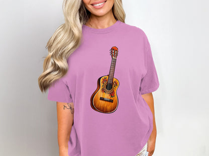 Graphic Tee with Vibrant Acoustic Guitar Illustration