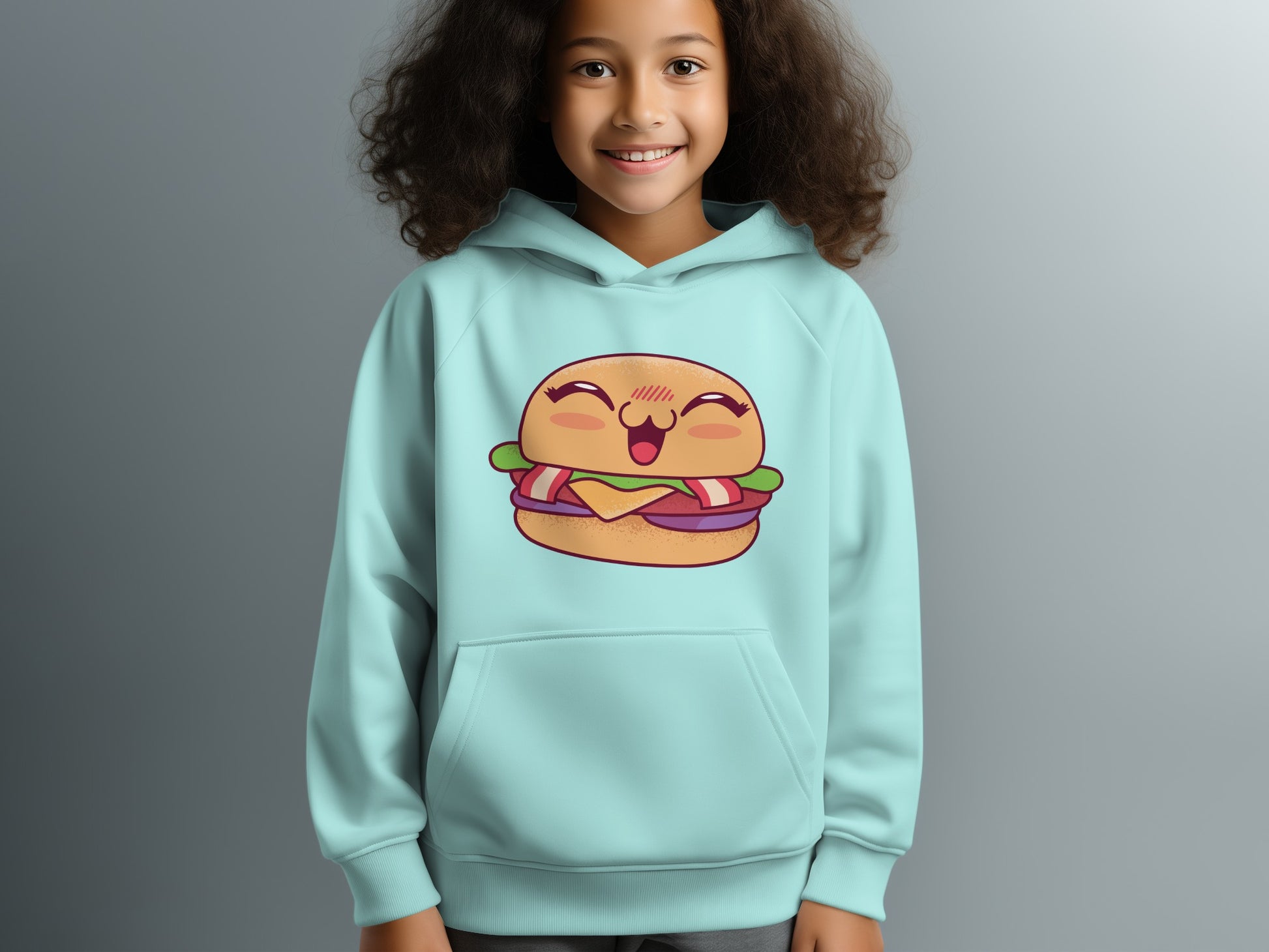 Adorable Cartoon Burger Kids Hoodie Fun Sweatshirt