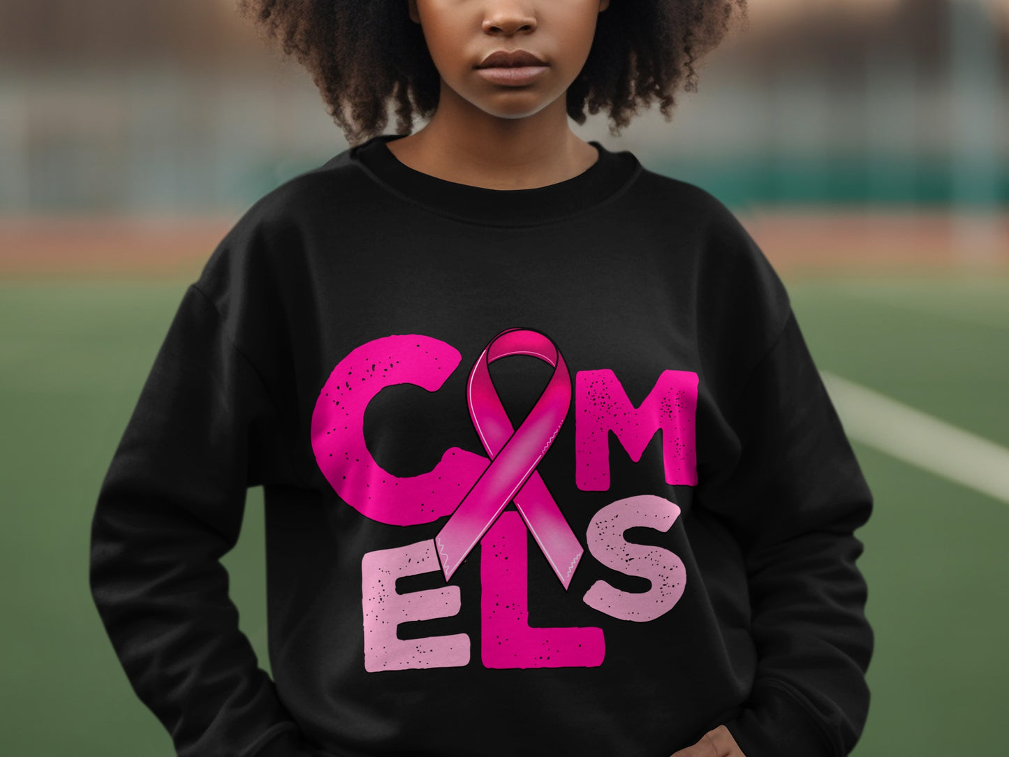 Pink Ribbon Comes Awareness Graphic Sweatshirt for Women