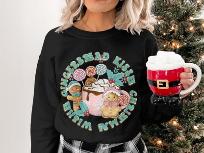 Gingerbread Kisses Christmas Themed Sweater Christmas
