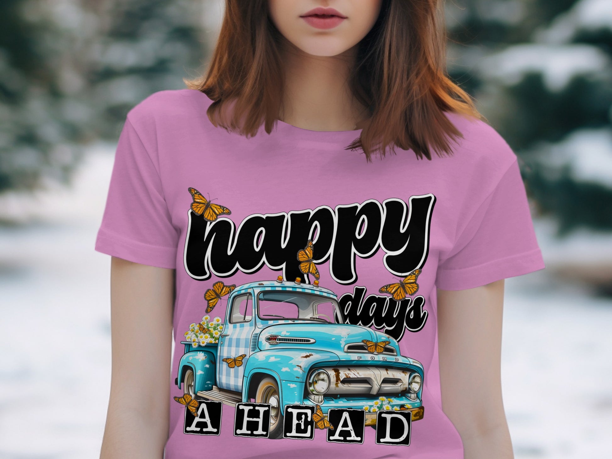 Happy Days Ahead Vintage Truck Graphic Shirt