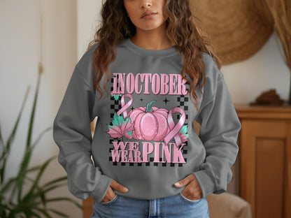In October We Wear Pink Graphic Sweatshirt