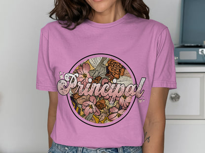 Stylish Principal Floral Graphic Tee for Women