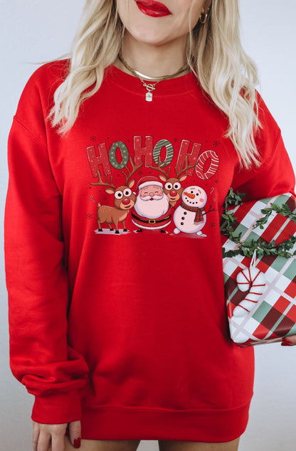 Festive Santa Reindeer Snowman Christmas Sweatshirt