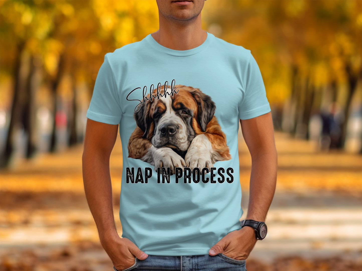 Shhhhh Nap In Process Saint Bernard Graphic T-Shirt
