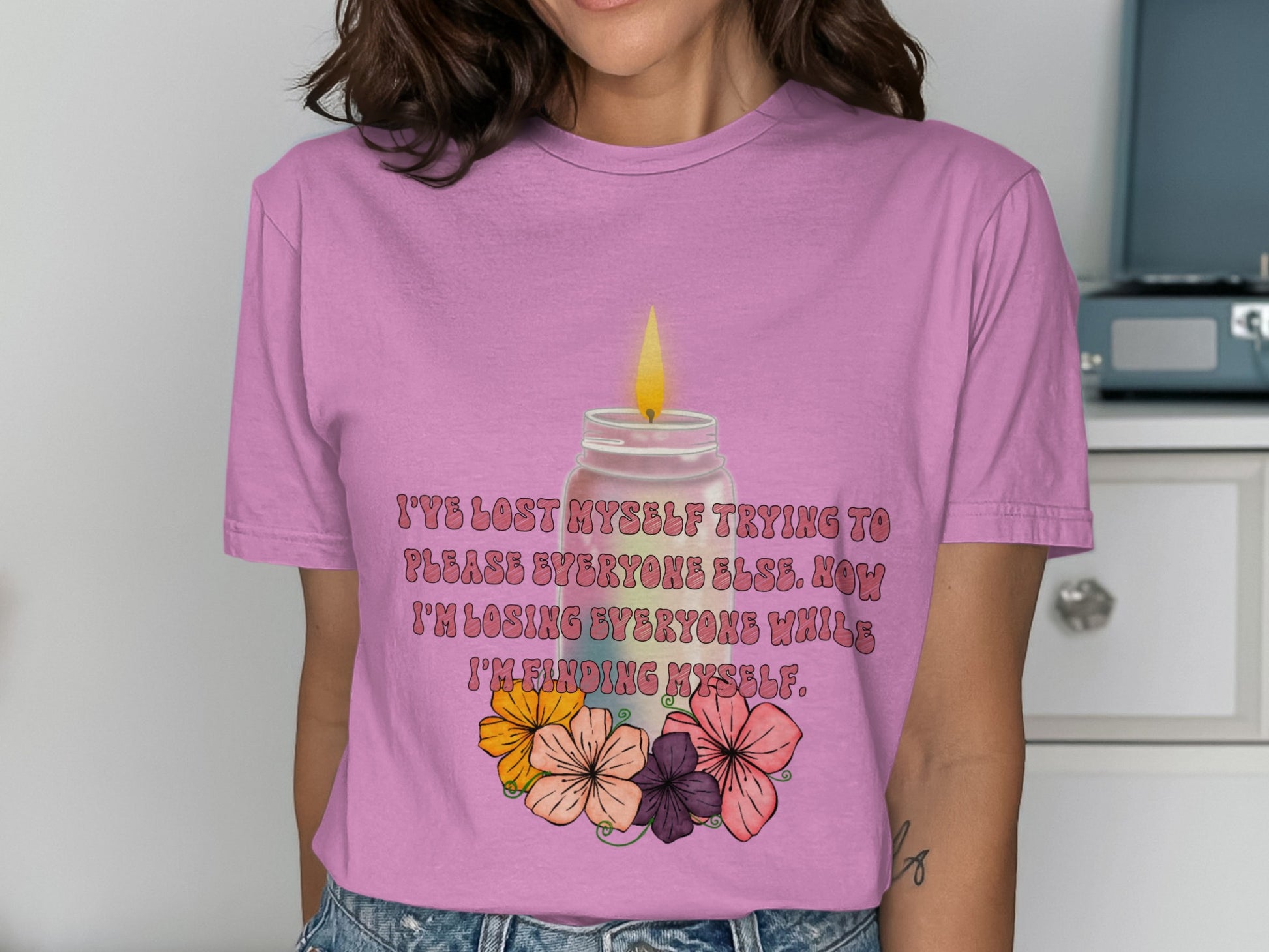 Inspirational Candle and Flowers Graphic Tee