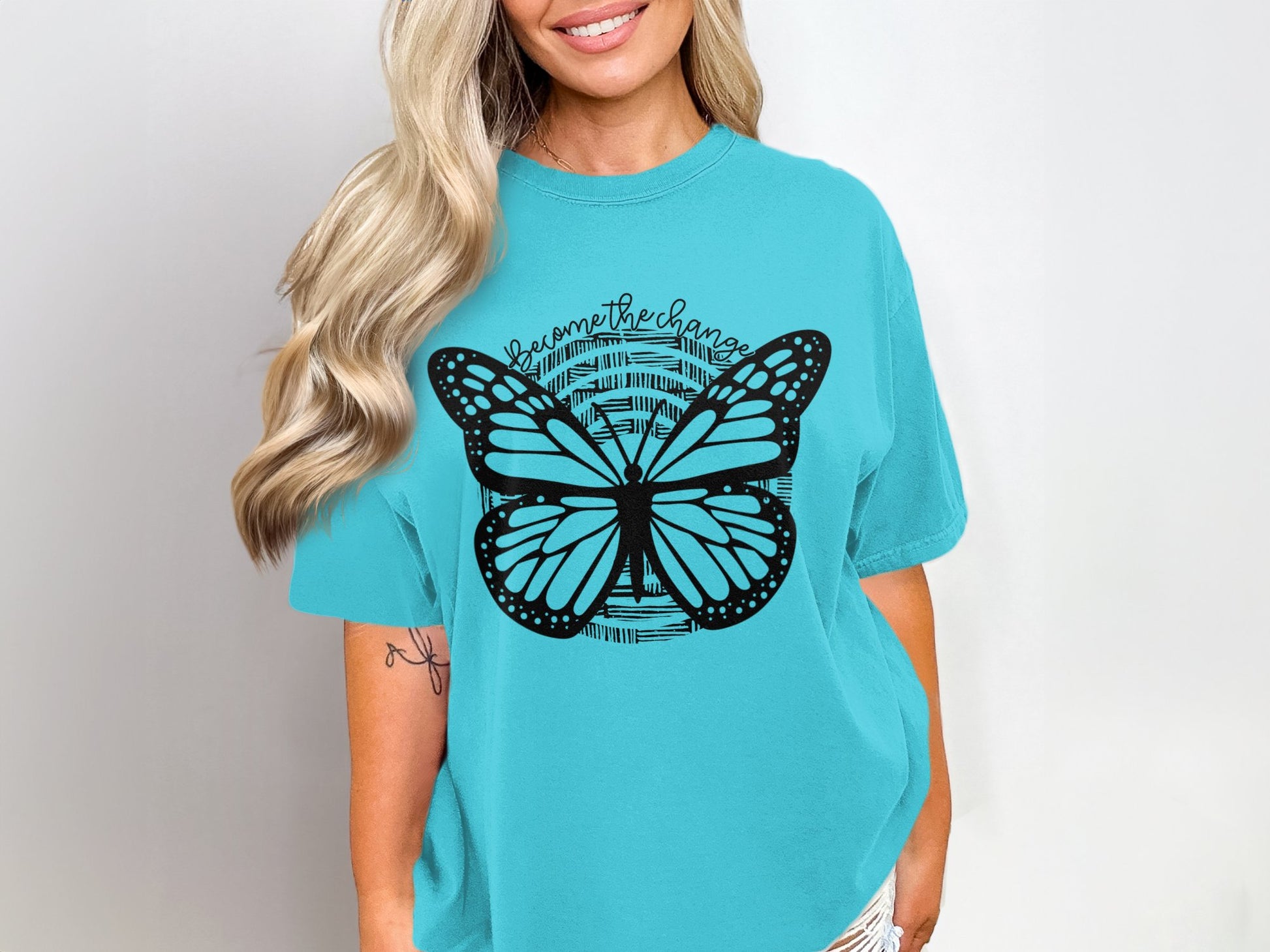 Be The Change Butterfly Graphic Casual T-Shirt