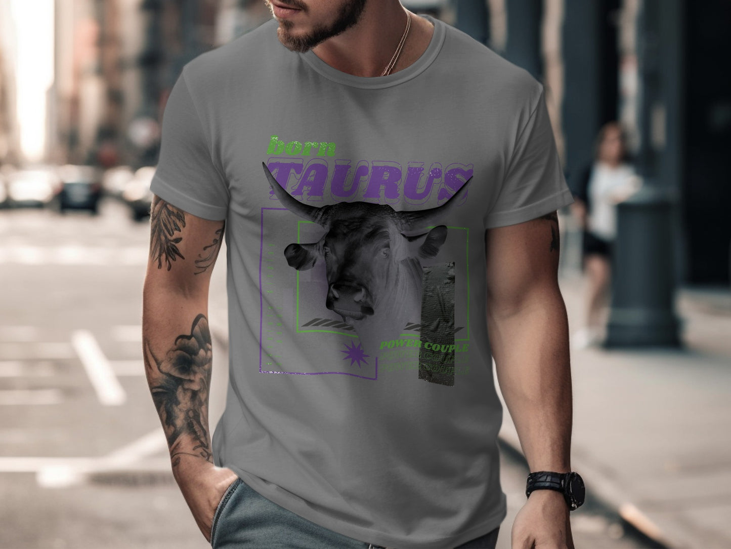 Born Taurus Purple Green Graphic T-Shirt product