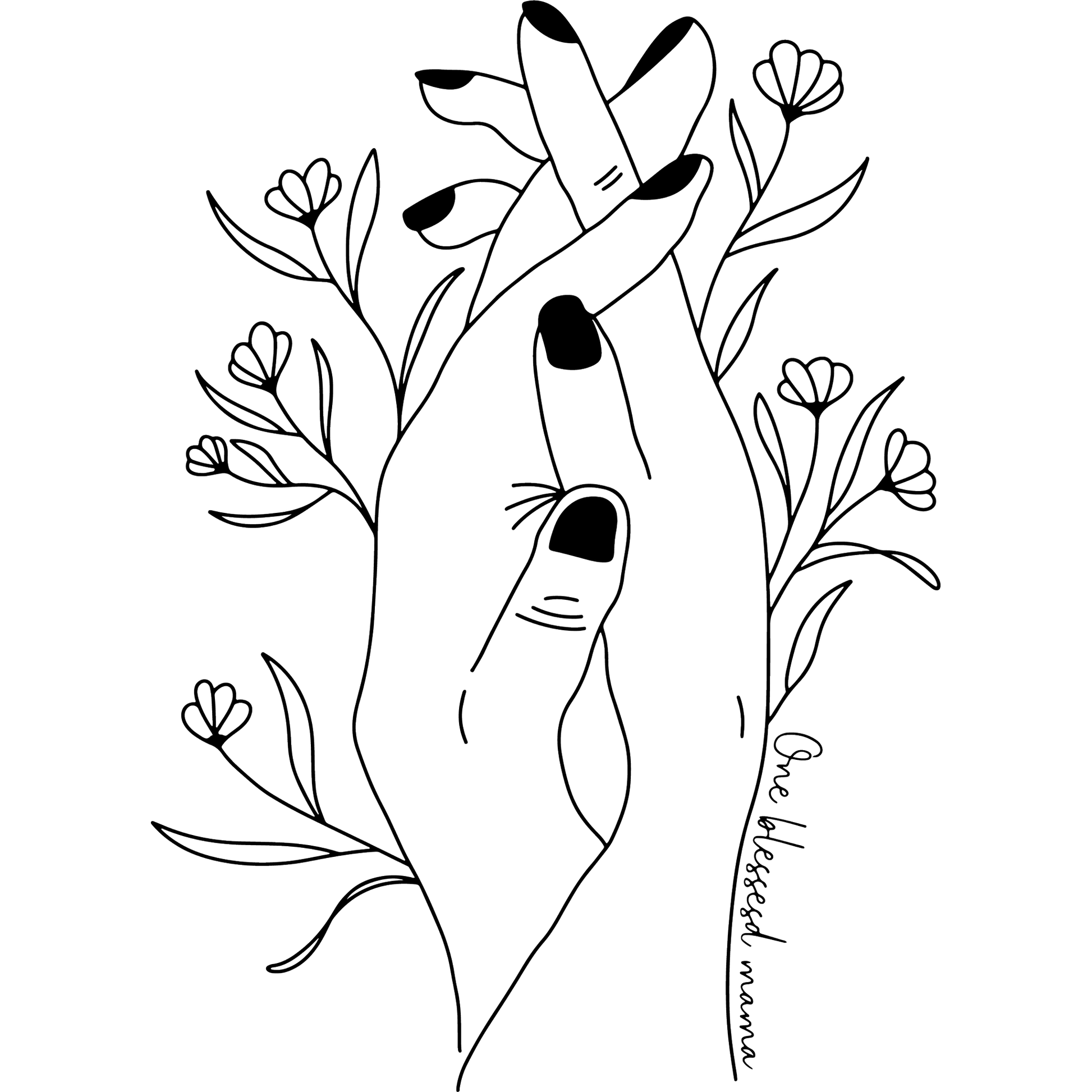One Blessed Mama Hand Holding Floral Art Decor