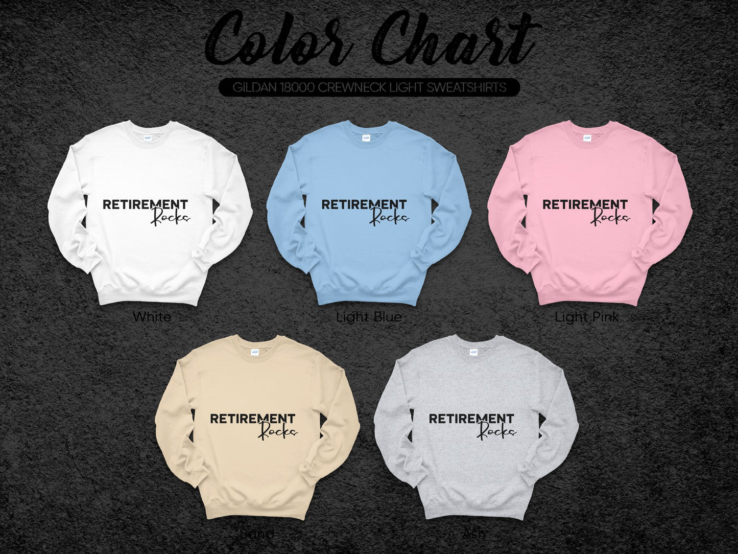 Retirement Rocks Gildan 18000 Crewneck Light Sweatshirt