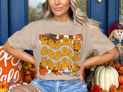 Gobble Gobble Gobble Thanksgiving Graphic Shirt