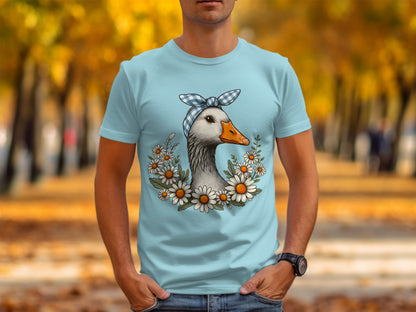 Cute Goose With Floral Crown Graphic Tee