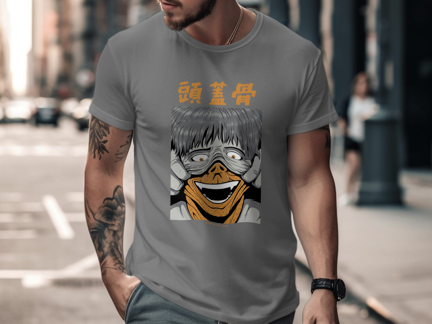 Anime Manga Character Graphic Tee with Bold Letters