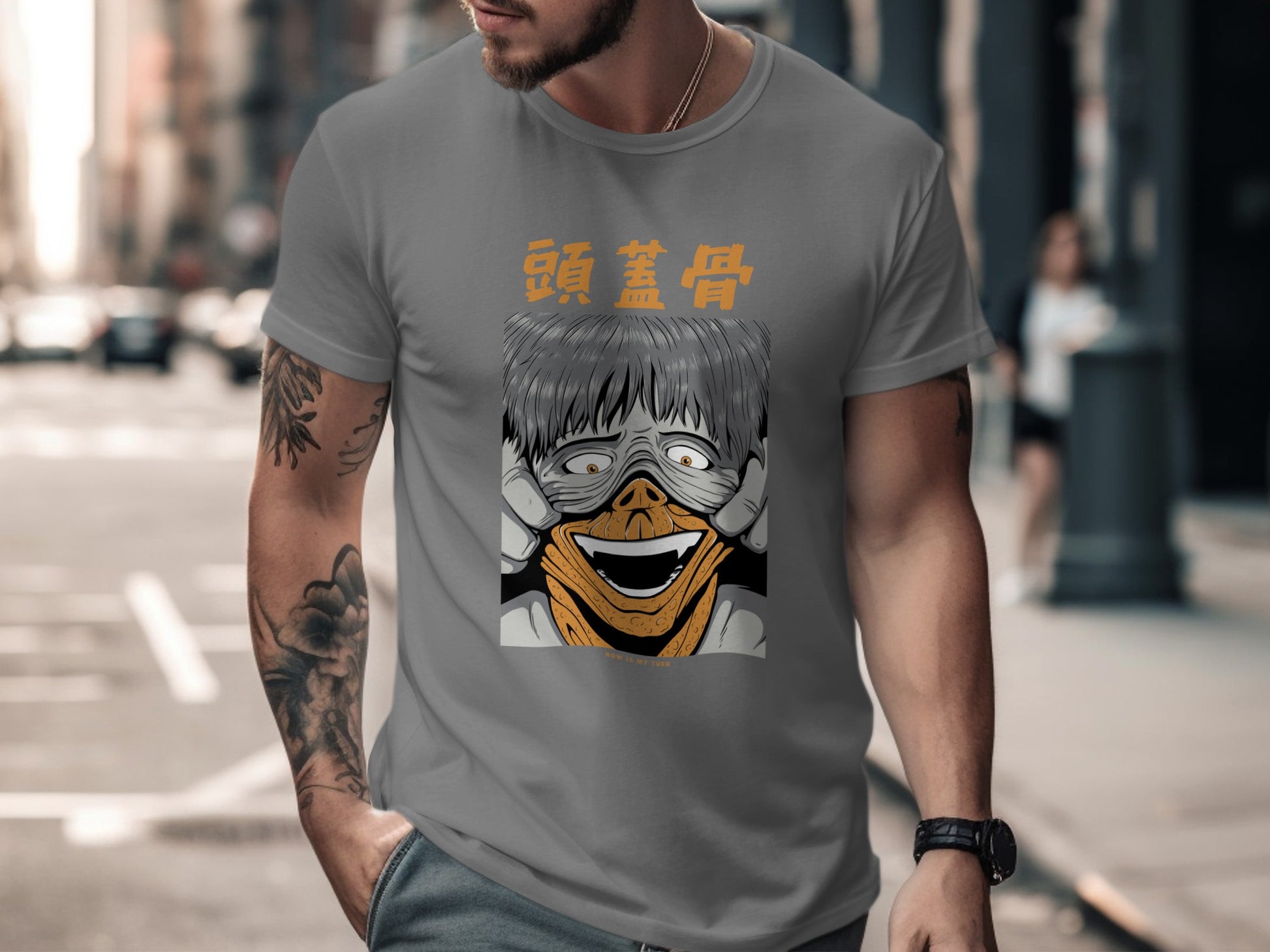 Anime Manga Character Graphic Tee with Bold Letters