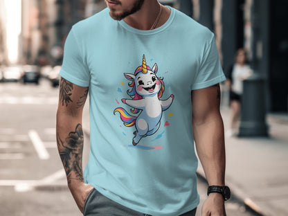 Playful Rainbow Unicorn Graphic Men T-Shirt