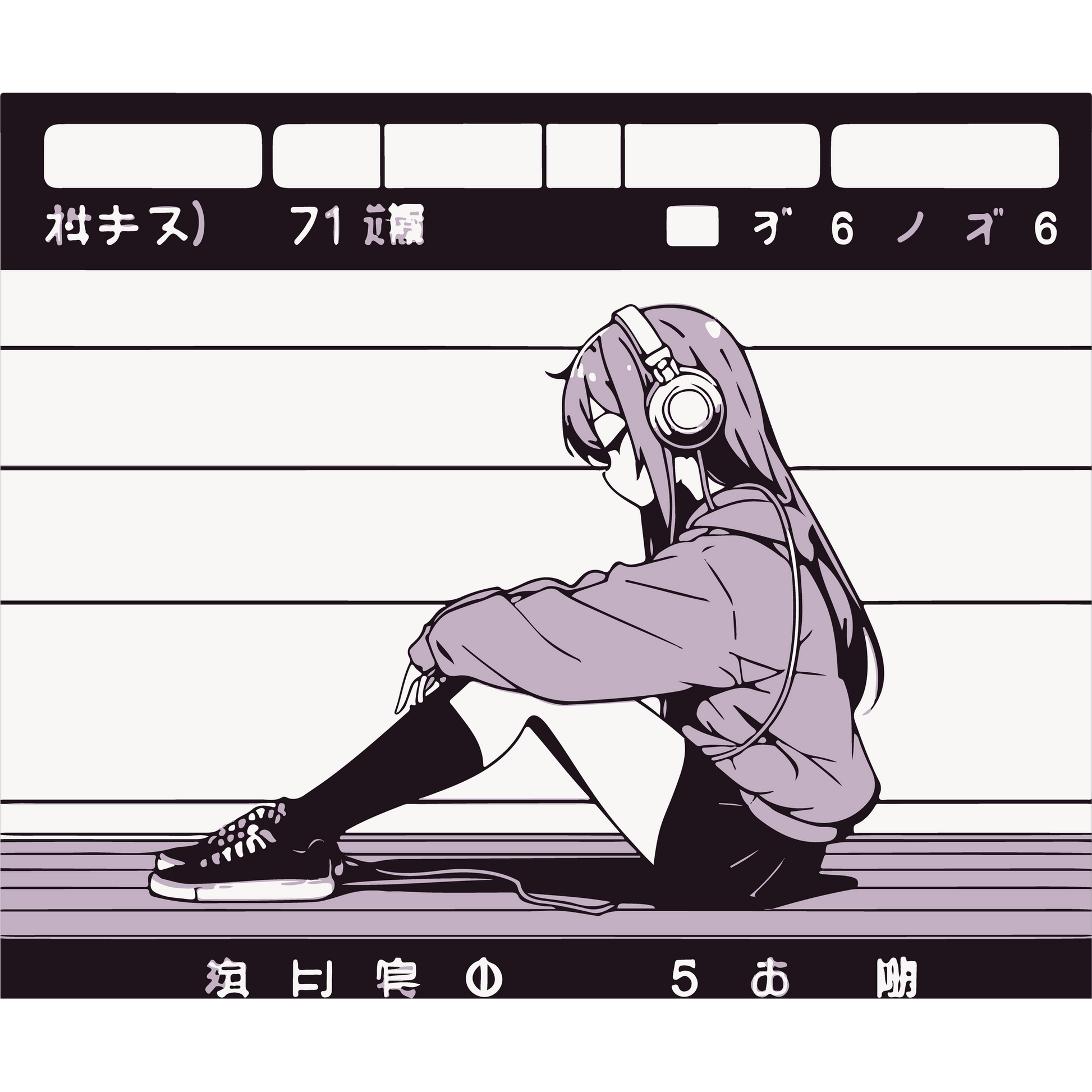 Anime Girl Listening to Music Hoodie Design Print