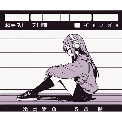 Anime Girl Listening to Music Hoodie Design Print