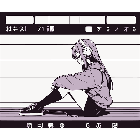 Anime Girl Listening to Music Hoodie Design Print