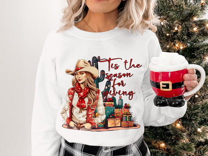 Tis the Season for Giving Sweatshirt with Festive Graphics