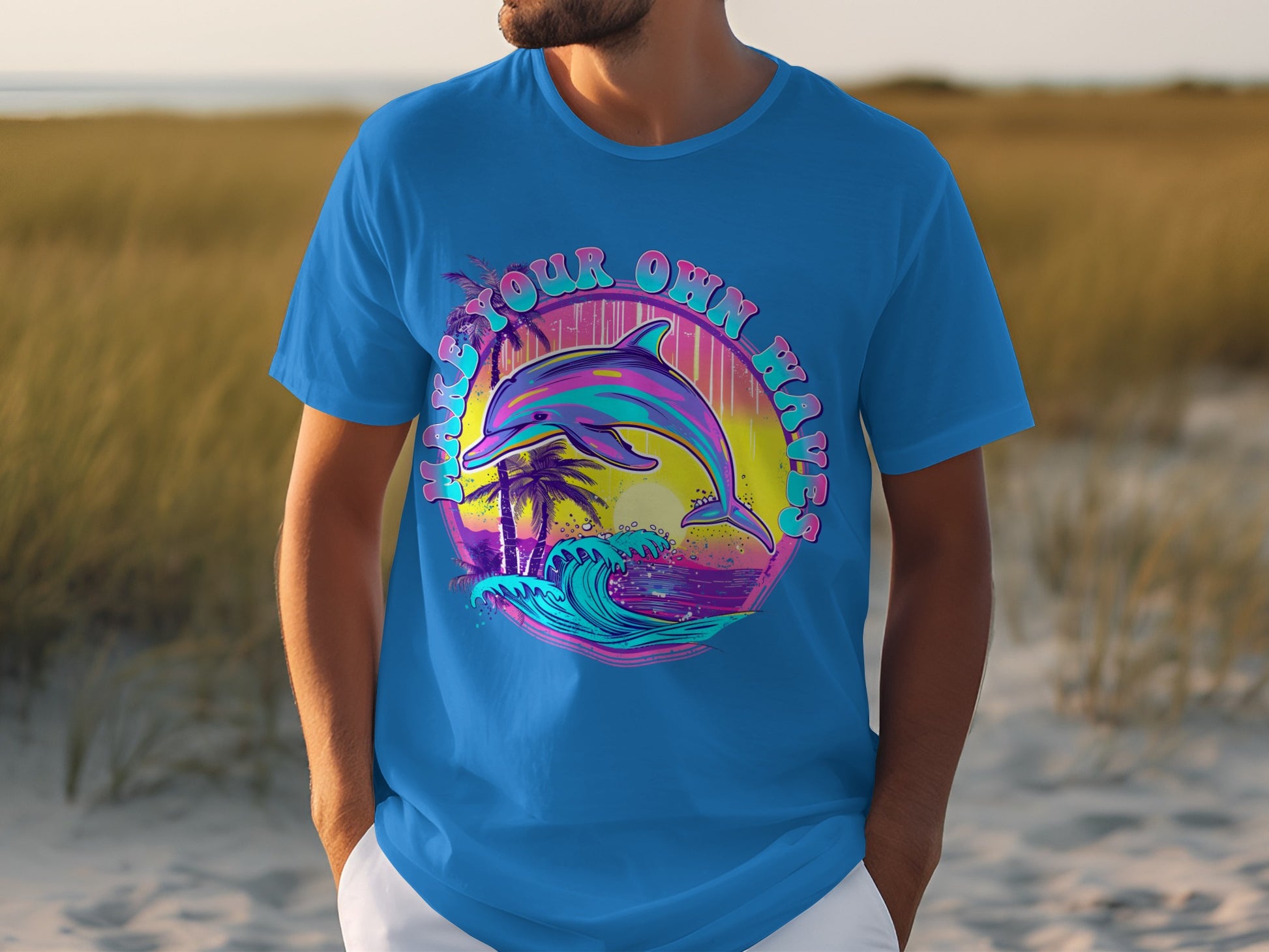 Make Your Own Waves Dolphin Design T-shirt