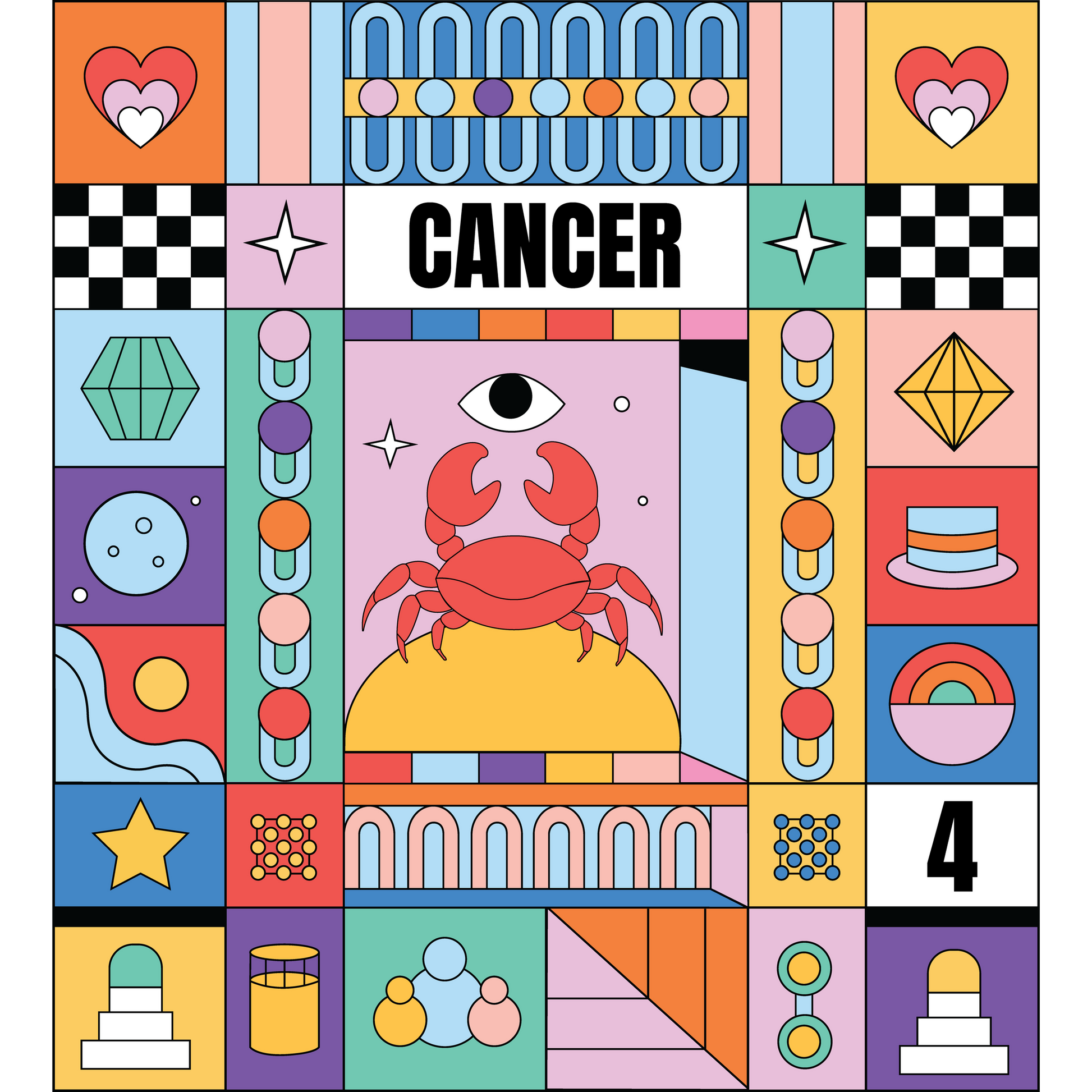 Colorful Zodiac Cancer Crab Puzzle Art Decor
