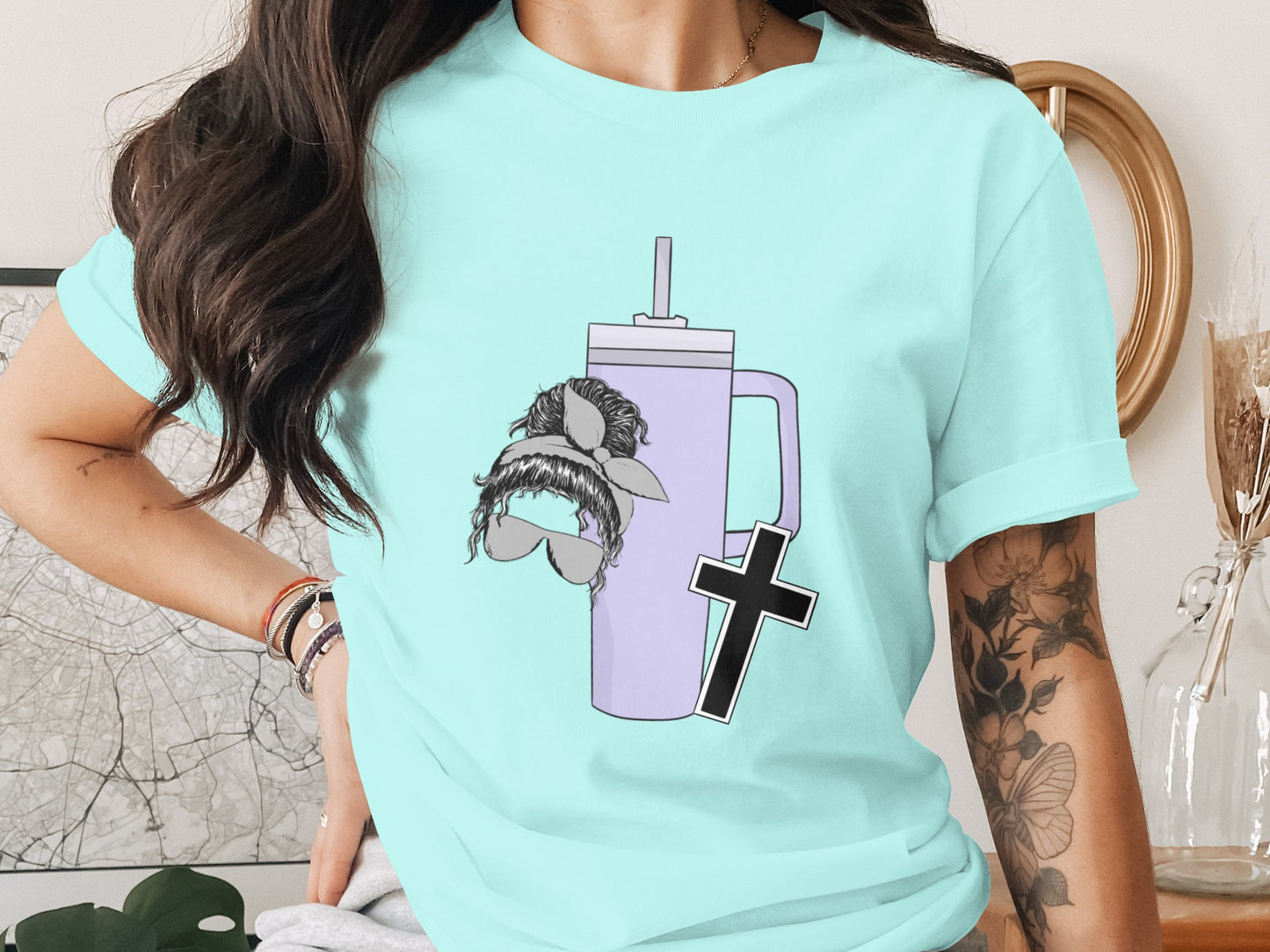Quirky Multi-Icon Graphic Teal Unisex T-shirt