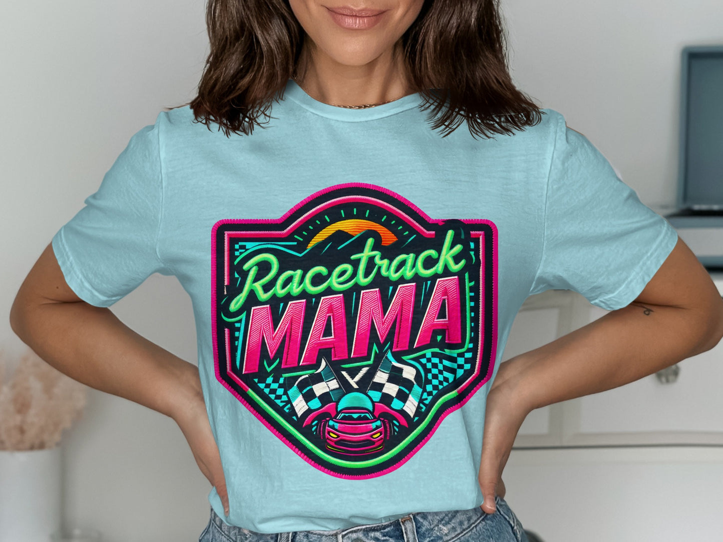 Racetrack Mama Bold Graphic Statement T-Shirt