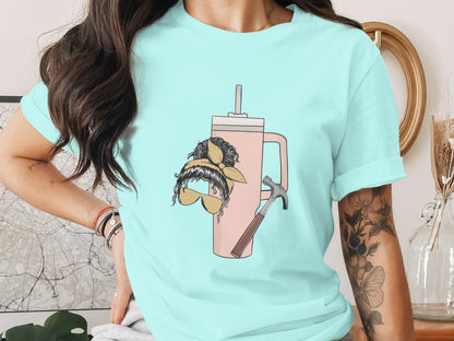 Unique Artistic T-Shirt Design with Hammer and Drink