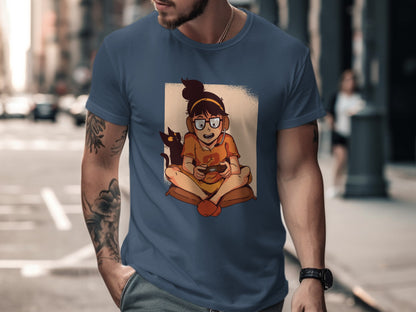 Gamer Girl T Shirt with Cat and Headphones Design