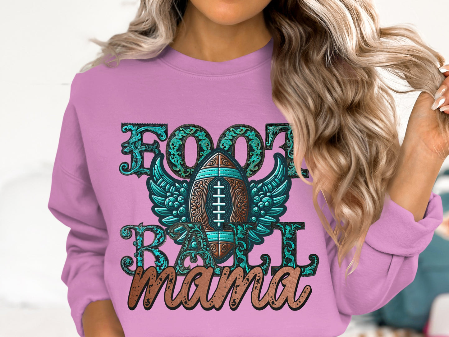 Football Mama Athletic Graphic Long Sleeve Shirt