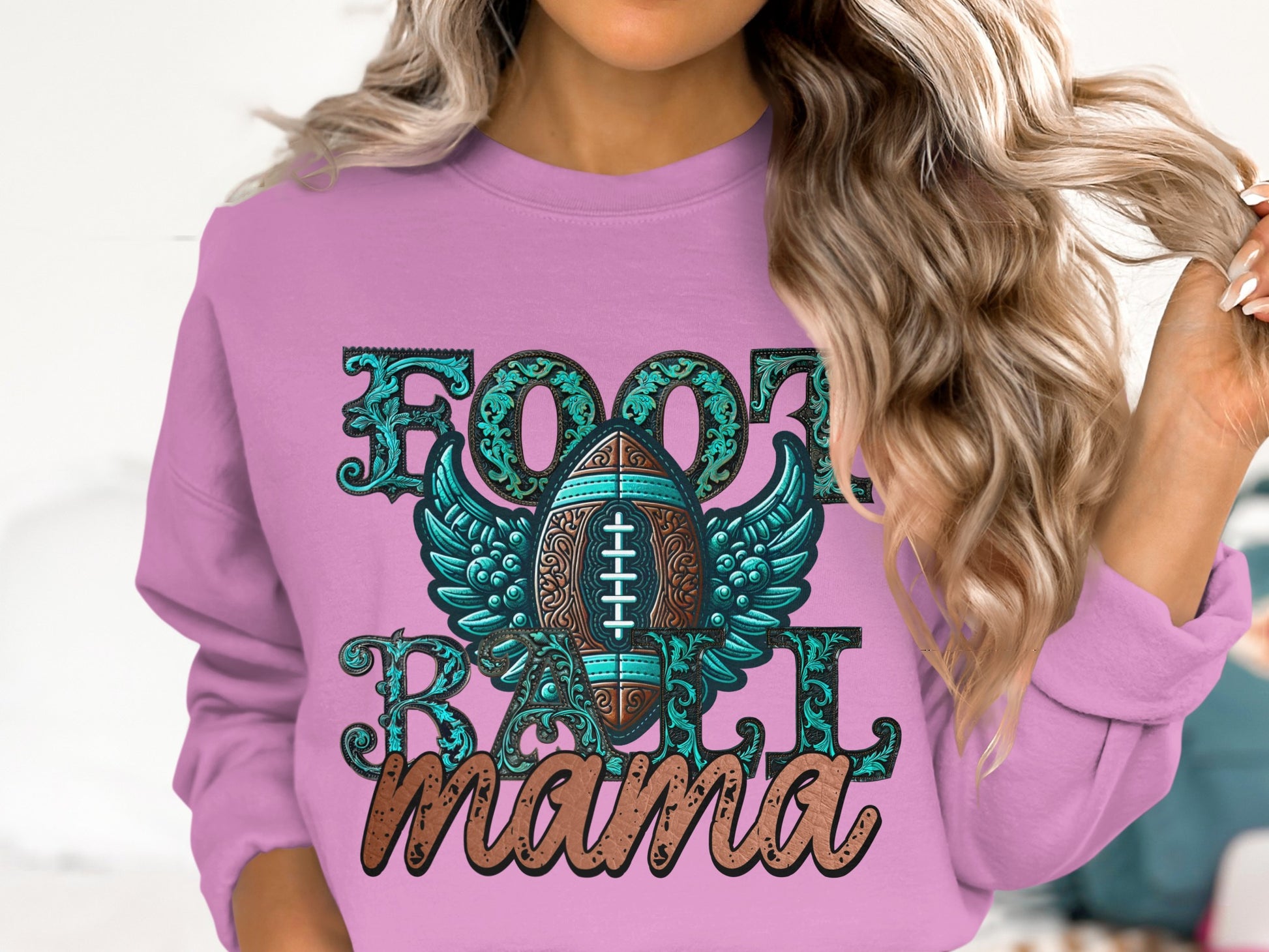 Football Mama Athletic Graphic Long Sleeve Shirt