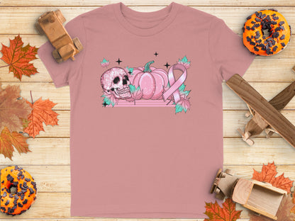 Pink Skull Pumpkin Ribbon Autumn Theme Shirt