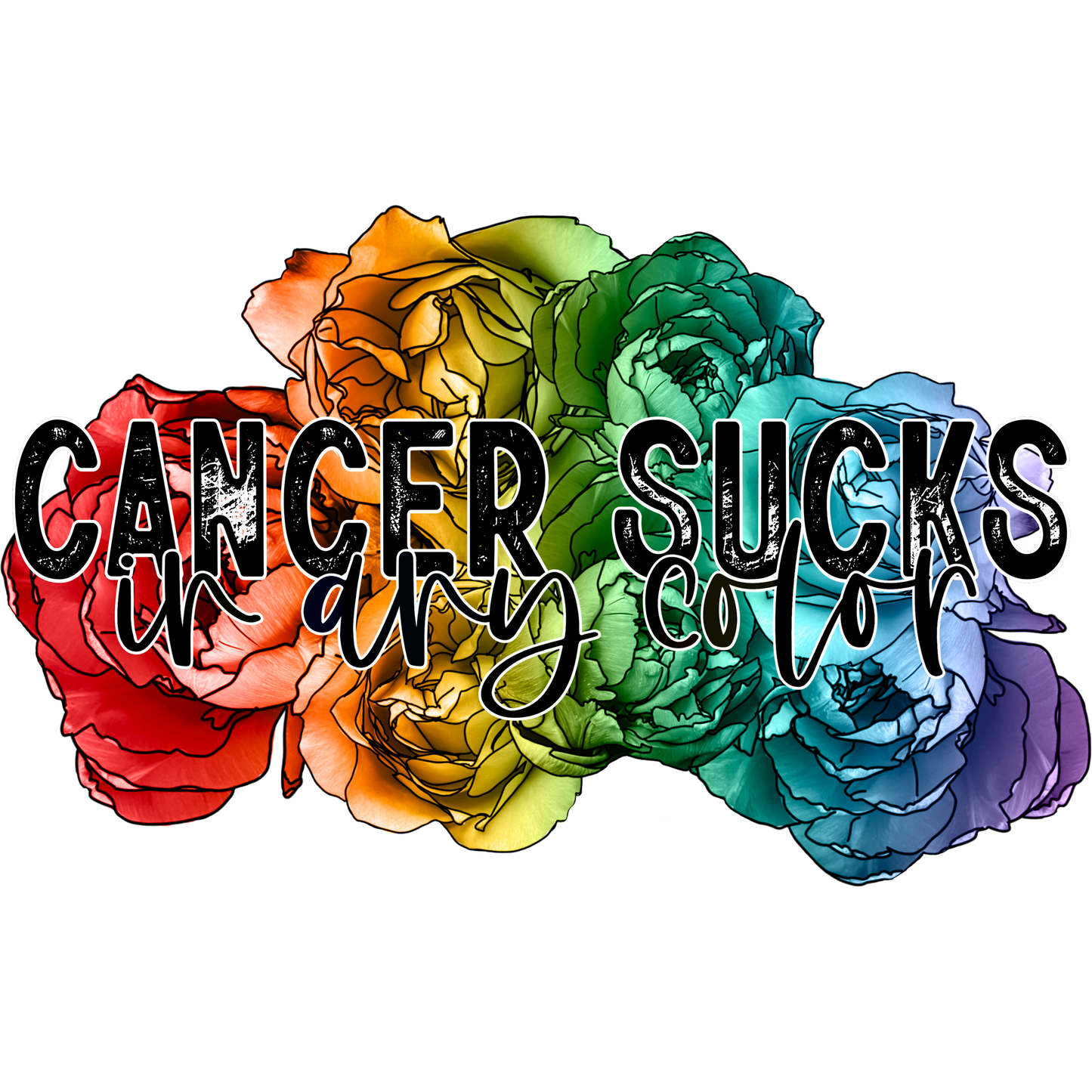 Cancer Sucks in Any Color colorful design poster