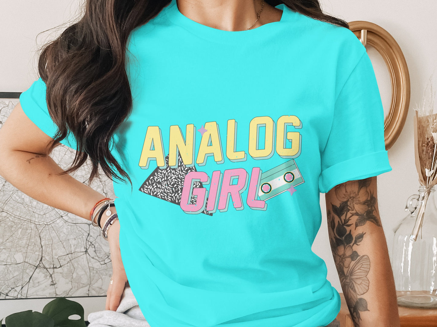 Retro Analog Girl Graphic Tee for Trendy Style