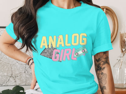 Retro Analog Girl Graphic Tee for Trendy Style