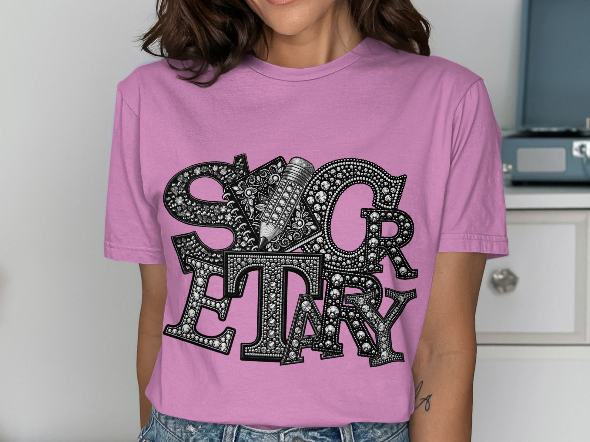 Secretary Graphic T-Shirt With Intricate Design
