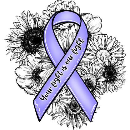 Your Fight is Our Fight Purple Ribbon Flower Design