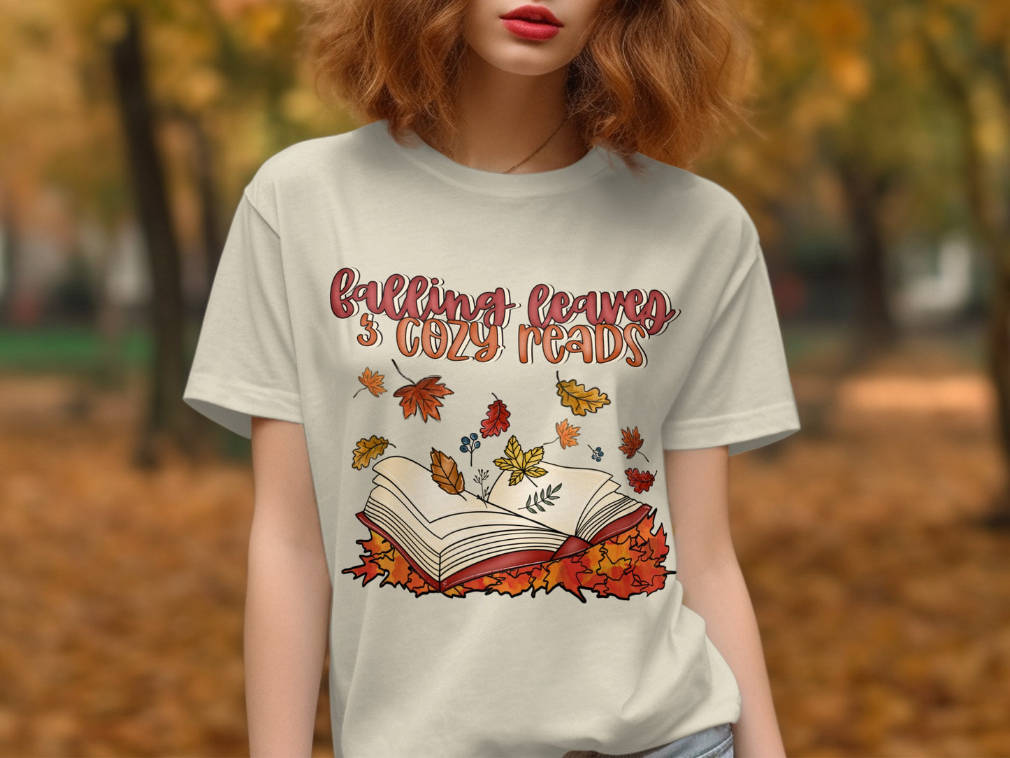 Falling Leaves and Cozy Reads Graphic T-shirt