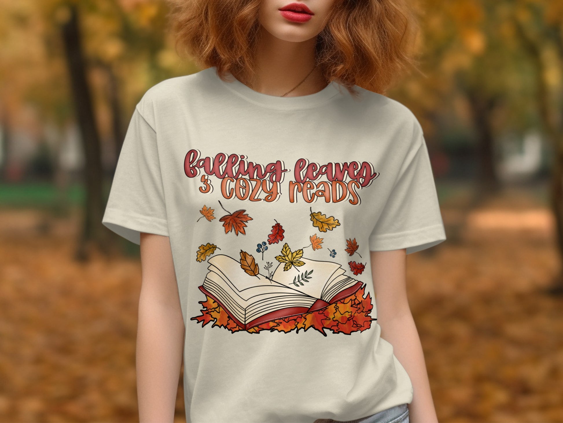 Falling Leaves and Cozy Reads Graphic T-shirt