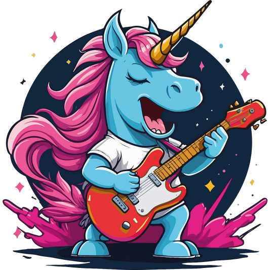Vibrant Unicorn Playing Guitar Fantasy Art product