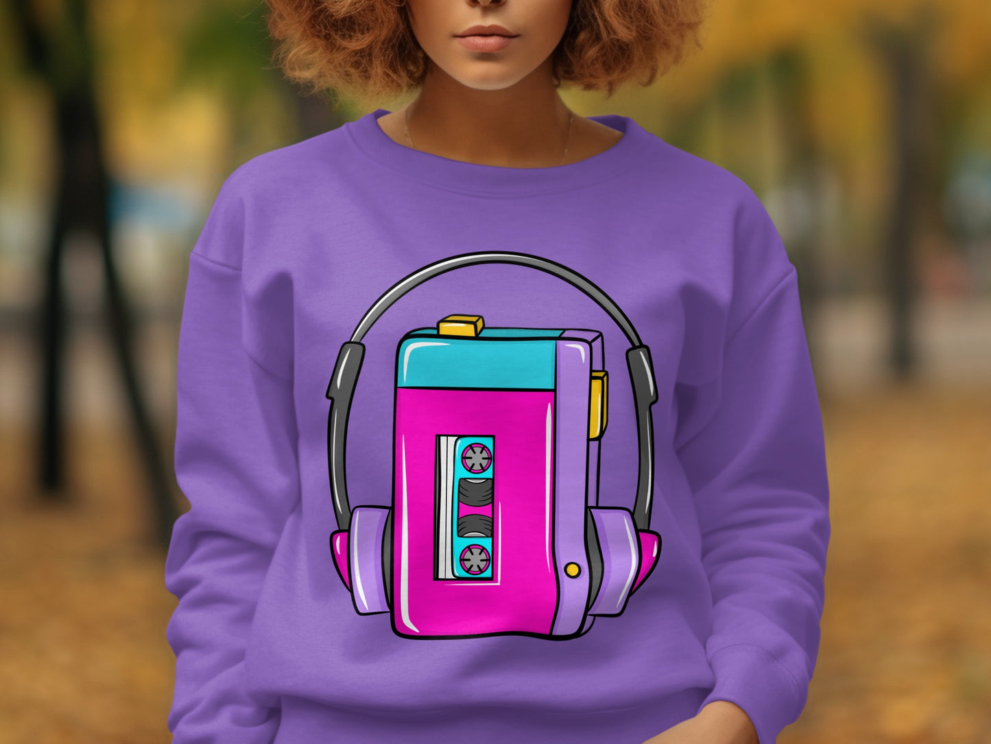 Retro Cassette Player Graphic Purple Sweatshirt Product